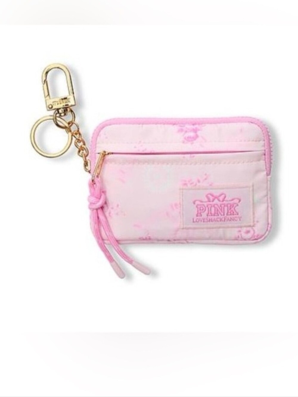 LoveShackFancy Light Pink Quilted Keychain Card Case